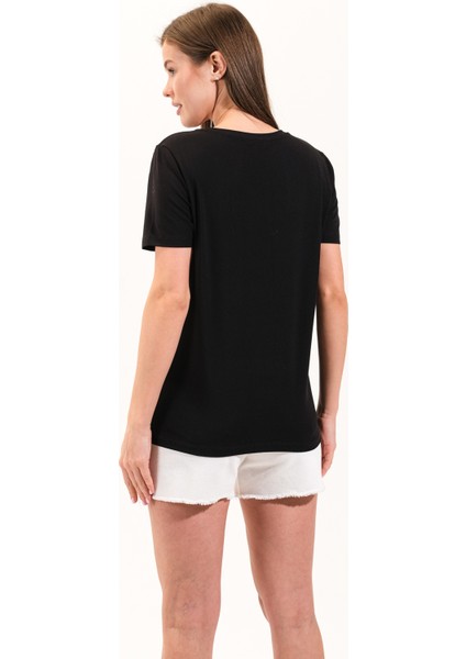 725108_KADIN Sportif Likralı Basic Kısa Kollu Tshirt fırsatları