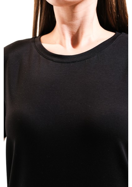 725108_KADIN Sportif Likralı Basic Kısa Kollu Tshirt indirimleri