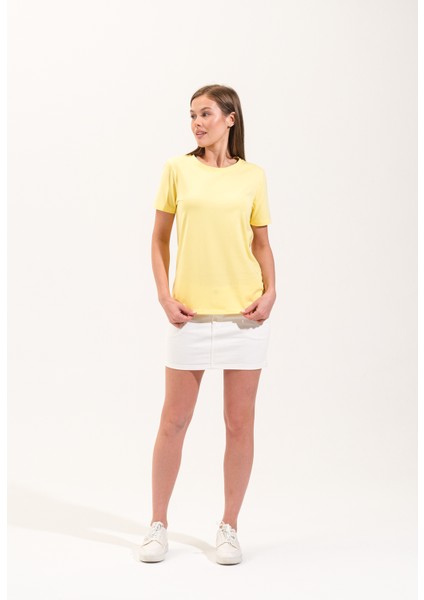 725108_KADIN Sportif Likralı Basic Kısa Kollu Tshirt