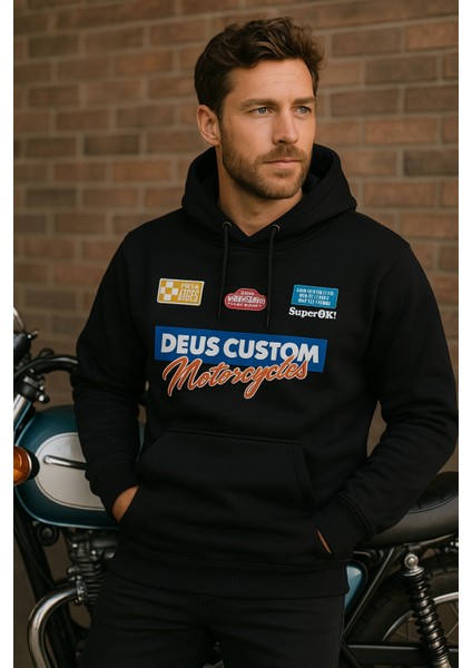 Unisex Ikili Paket Kadın-Erkek Sevgili Kombini - Kapüşonlu Baskı Detaylı Sweatshirt 2'li Paket modelleri