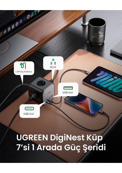 Diginest Cube 65W Gan 2 Hızlı Şarj Cihazı 2*usb / 2*type-C 3'lü Akım Korumalı Küp Grup Priz fırsatları