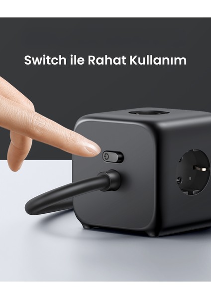 Diginest Cube 65W Gan 2 Hızlı Şarj Cihazı 2*usb / 2*type-C 3'lü Akım Korumalı Küp Grup Priz