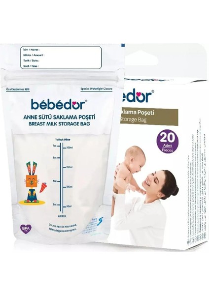 Anne Sütü Saklama Poşeti 200 ml 20LI (2 Kutu) modelleri