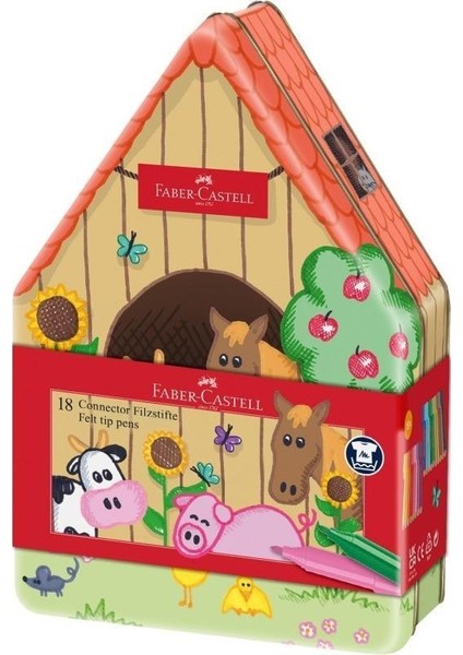 Castell Keçeli Kalem Seti Connector Çiftlik 18'li Metal Kutu