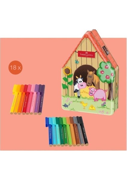 Castell Keçeli Kalem Seti Connector Çiftlik 18'li Metal Kutu modelleri