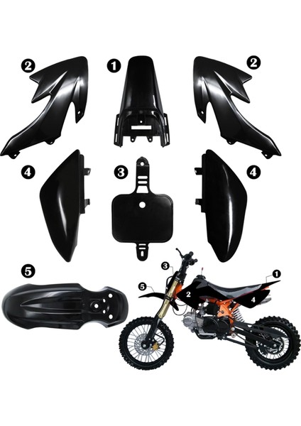 CRF50 Plastik Takımı Pit Bike Parçaları Kaplamalar Çamurluklar Crf 50 Xr 50 Ssr 110 107 125 MX650 MX500 Piranha Baja Siyah (Yurt Dışından) fırsatları