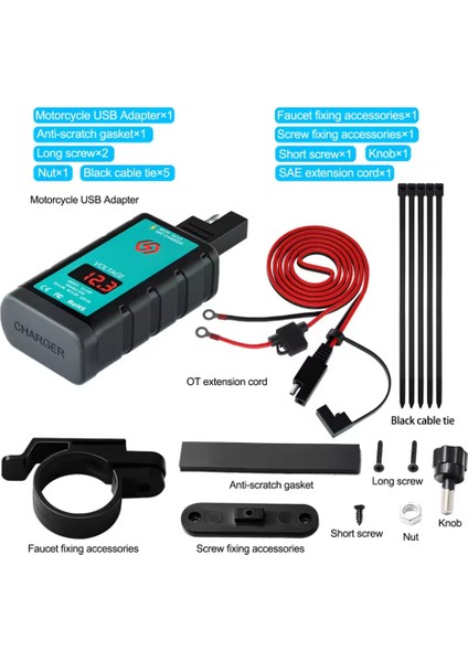 Motosiklet Çift Portlu USB ve Type-C Hızlı Şarj Cihazı, Qc3.0, IP66 Su Geçirmez, 12V-24V Voltmetre, Açma/kapama Anahtarı, Telefonlar Için (Yurt Dışından) fiyatları