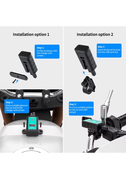 Motosiklet Çift Portlu USB ve Type-C Hızlı Şarj Cihazı, Qc3.0, IP66 Su Geçirmez, 12V-24V Voltmetre, Açma/kapama Anahtarı, Telefonlar Için (Yurt Dışından) indirimleri