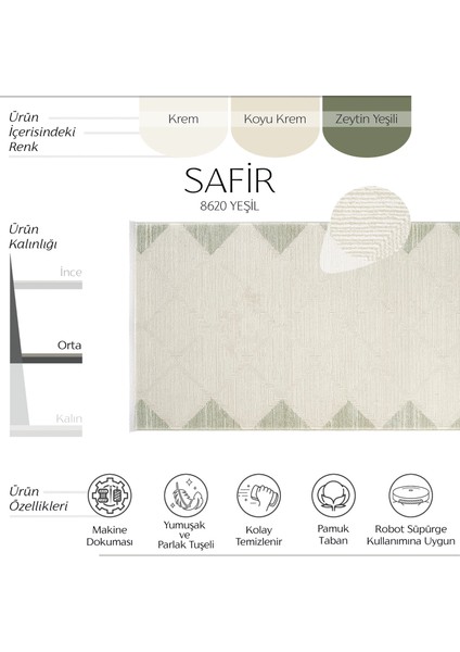 safir 8620 Krem Yolluk Uzun Antre Hol Koridor Halısı Makine Dokuması Modern Yatak Odası Halı Yolluk modelleri