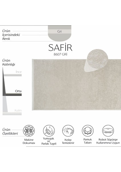 Cool Halı safir 8607 Gri Yolluk Uzun Antre Hol Koridor Halısı Makine Dokuması Modern Yatak Odası Halı Yolluk modelleri