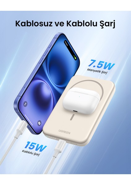 5.000 Mah Magsafe 15W Wireless Powerbank Bej - 25207 fırsatları