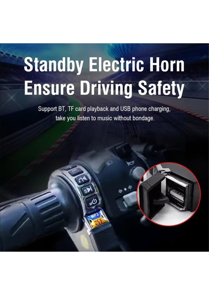 E-Bisiklet Motosiklet Gidonu USB Şarj Ses Bt Ses Anahtarlı Bluetooth Hoparlörlü Çift Korna Işıklı (Yurt Dışından) indirimleri