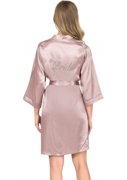 Vizon Kısa Saten Bride Sabahlık