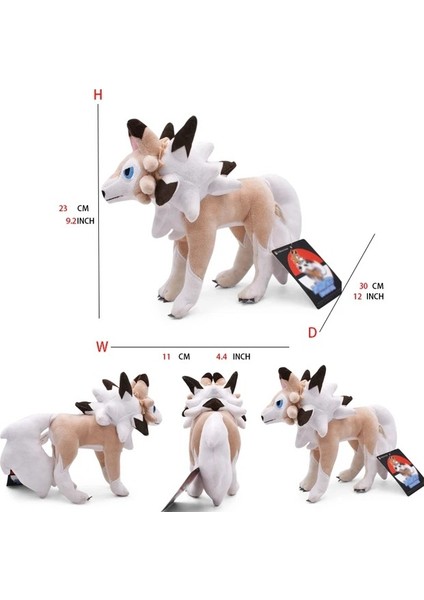 Büyük Pokemon Peluş Tudai Kaplumbağa Sarı Kaya Kurdu Zorua Tyrannosaurus Rex Ateş Püskürten Ejderha Oyuncak Bebek - Beyaz Yele Yiyen Kurt Adam (Yurt Dışından)