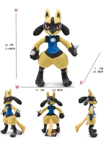 Büyük Pokemon Peluş Tudai Kaplumbağa Sarı Kaya Kurdu Zorua Tyrannosaurus Rex Ateş Püskürten Ejderha Peluş Oyuncak Bebek Değiştirilmiş Renk Lucario - Sarı (Yurt Dışından)