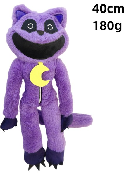 Gülümseyen Korkunç Peluş Oyuncak Koca Ağızlı Cehennem Mor Kedi Bobbi Heykelcik Ayakta Mor Kedi (Yurt Dışından)