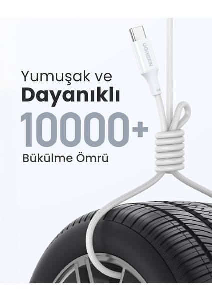 Usb-C 100W 3A Qc Pd Silikon Örgülü Hızlı Şarj Kablosu, 1 Metre, Beyaz, 15267 fırsatları