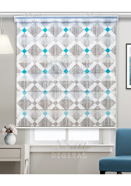 Geometrik Çizgiler Baskılı Plise Zebra Stor Perde - Dijital Baskılı fiyatları
