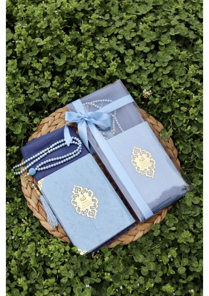 20 Adet Eşarplı Yasin Hediyelik Mevlid Seti Y201 Mavi