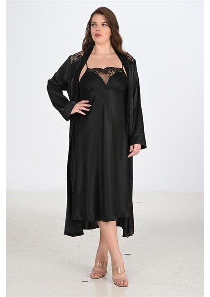 2li Siyah Sabahlık Takımı Bigsize 6221