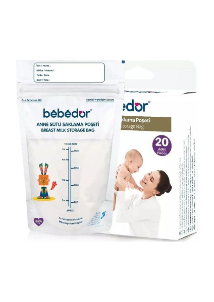 Anne Sütü Saklama Poşeti 200 ml 20LI