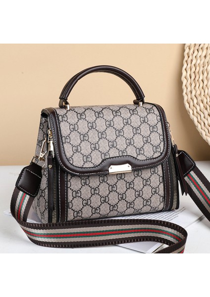 Omuz Çantası Retro Baskı El Çantası Geniş Omuz Askısı (Yurt Dışından)