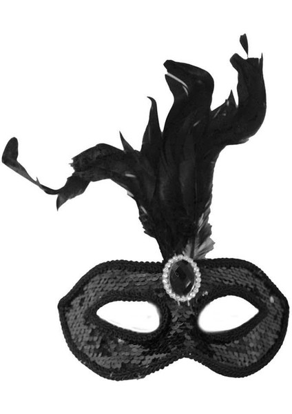 Tüylü Parti Maskesi Payet Pullu Maske Balo Parti Kostüm Aksesuarı Siyah fiyatları