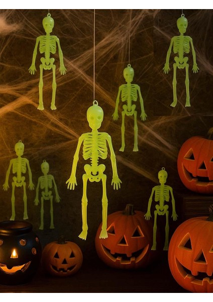 Cadılar Bayramı Fosforlu Iskelet Asılabilir Halloween Parti Dekoru 20 cm