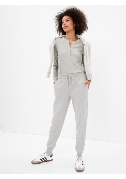 Kadın Gri Gap Logo Jogger Fleece Eşofman Altı