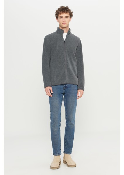 Erkek Antrasit-melanj Anti-pilling Tüylenme Yapmayan Standart Fit Dik Yaka Sweatshirt Polar Ceket fiyatları