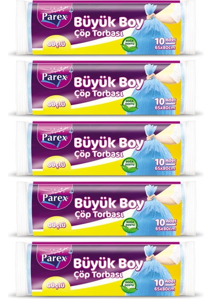 Güçlü Çöp Torbası Büyük Boy 10'lu 65 x 80 cm 5 Paket
