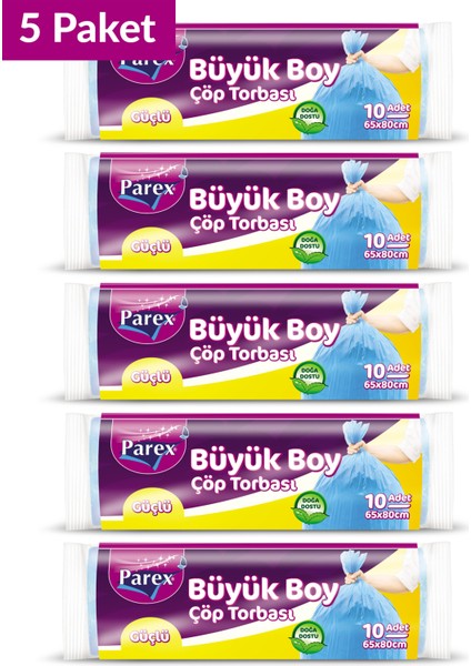 Güçlü Çöp Torbası Büyük Boy 10'lu 65 x 80 cm 5 Paket fiyatları