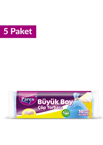 Güçlü Çöp Torbası Büyük Boy 10'lu 65 x 80 cm 5 Paket modelleri