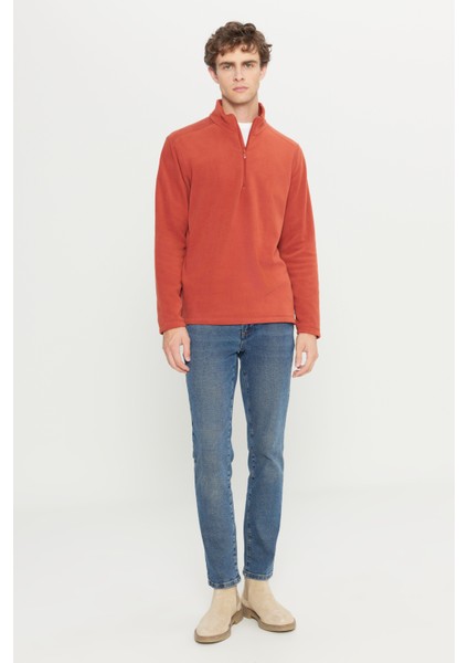 Erkek Açık Kahve Anti-Pilling Tüylenme Yapmayan Standart Fit Dik Yaka Polar Sweatshirt fiyatları