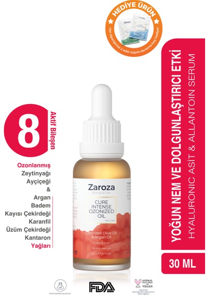 Ozonlu Yoğun Saç Bakım Yağı 30 ml – Saç Dökülmesine Karşı, Saç Ekimi Sonrası Yoğun Nemlendirme, Tüm Saç Tiplerine Uygun