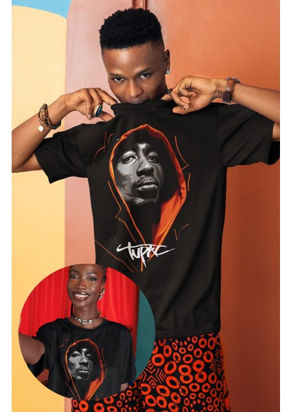 3D Tupac Baskılı Tişört, Erkek-Kadın Rap Baskılı T-Shirt