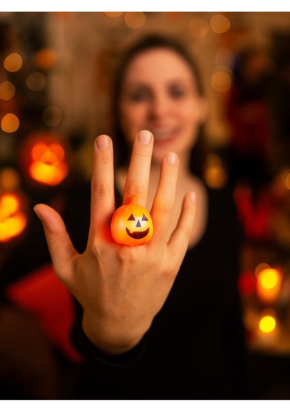 Cadılar Bayramı Bal Kabağı Işıklı Yüzük Halloween Parti Aksesuarı