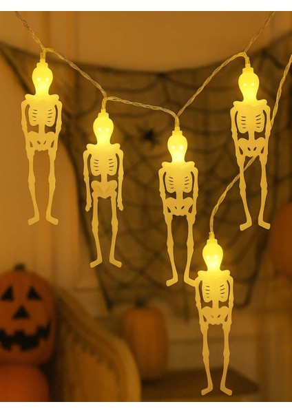 Cadılar Bayramı Iskelet Figürlü Pilli LED Işık Halloween Parti Dekoru