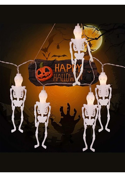 Cadılar Bayramı Iskelet Figürlü Pilli LED Işık Halloween Parti Dekoru modelleri