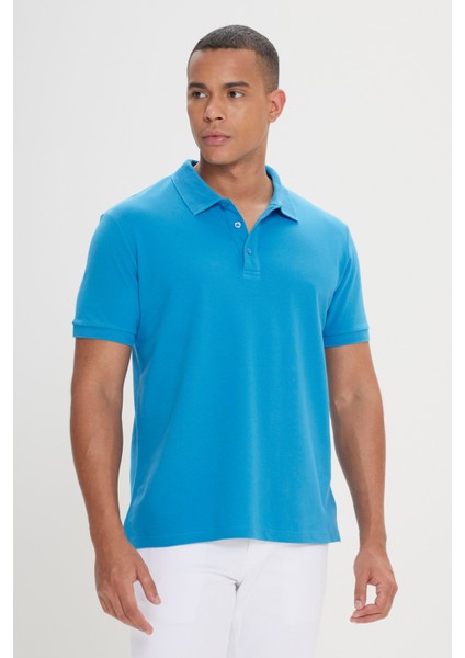 ALTINYILDIZ CLASSICS Erkek Turkuaz %100 Pamuk Kıvrılmaz Polo Yaka Slim Fit Dar Kesim Tişört fırsatları