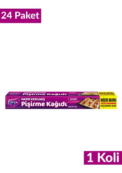 Hazır Kesilmiş Pişirme Kağıdı 10’lu 42 x 37 Cm 24 Paket 1 Koli fiyatları