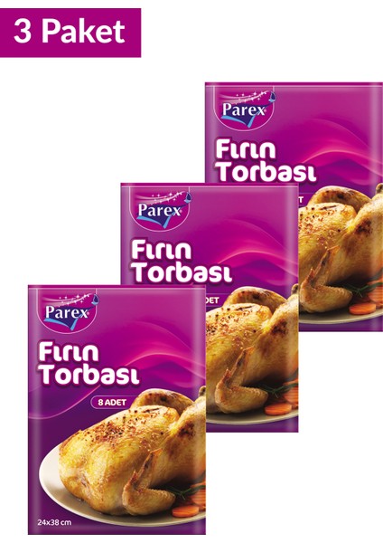 Fırın Torbası 8 Adet 24 x 38 Cm Üçlü Set fiyatları