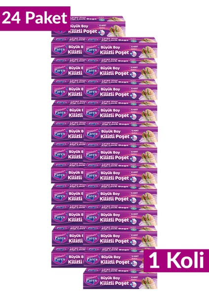 Kilitli Buzdolabı Poşet Büyük Boy 12'li 26 x 28 Cm 24 Paket 1 Koli fırsatları