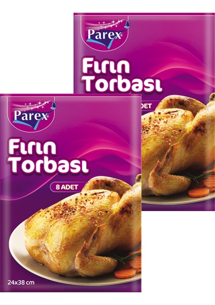 Fırın Torbası 8 Adet 24 x 38 Cm İkili Set
