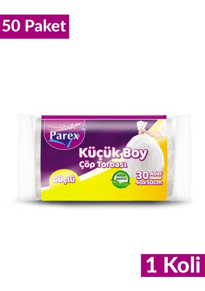 Güçlü Çöp Torbası Küçük Boy 30'lu 40 x 50 cm 50 Paket 1 Koli fiyatları