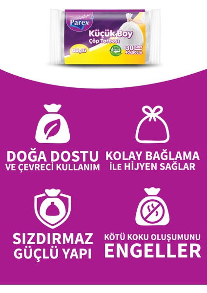 Güçlü Çöp Torbası Küçük Boy 30'lu 40 x 50 cm 50 Paket 1 Koli indirimleri