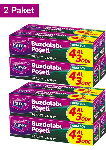 Buzdolabı Poşeti Orta Boy 4 Al 3 Öde (4*20) 24 x 38 Cm İkili Set fiyatları