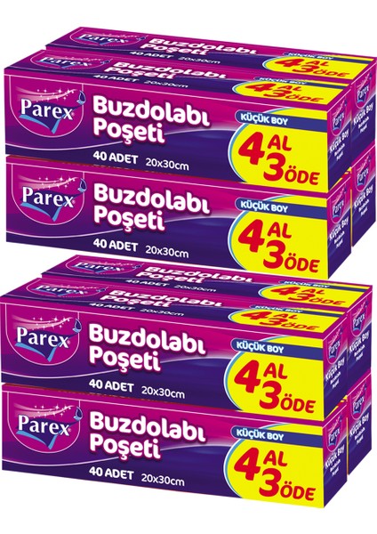 Buzdolabı Poşeti Küçük Boy 4 Al 3 Öde (4*40) 20 x 30 Cm İkili Set