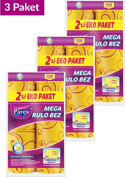 Mega Rulo Temizlik Bezi 2'li Eko Paket Üçlü Set fiyatları