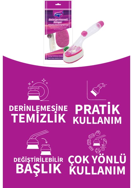 Deterjan Hazneli Bulaşık Süngeri Üçlü Set indirimleri